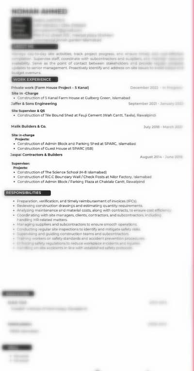 civil engineer/ supervisor (need job)