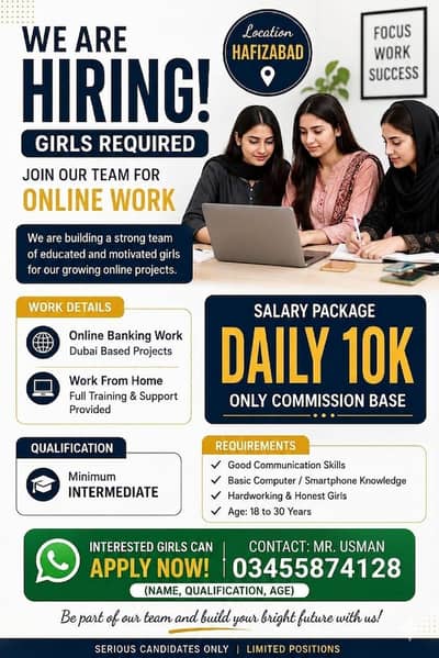 Online Work only  for Girls | Earn Daily Income | Hafizabad
