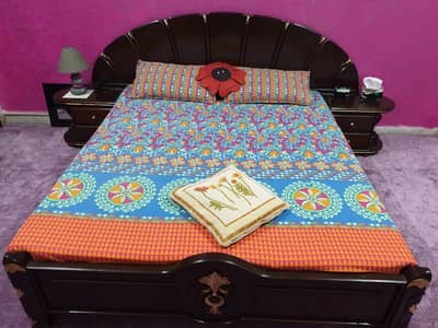 Pure Shesham wood bed with mattress and dressing table.