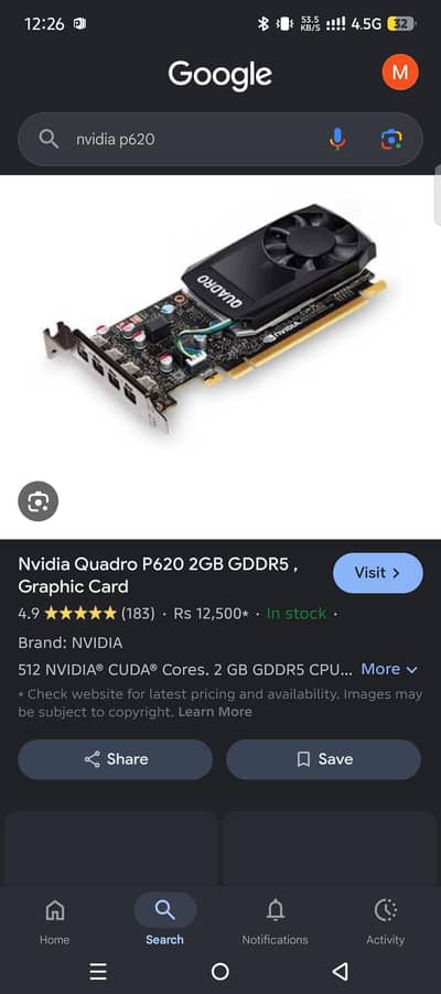 Nvidia p620 2Gb graphic card for medium setting gaming