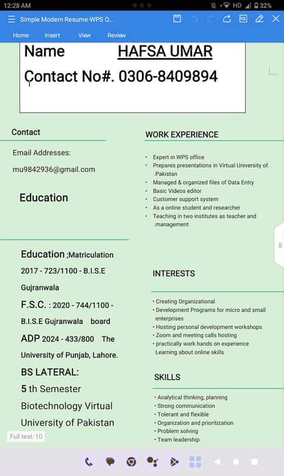 (Data entry and WPS office)specialist Remote work(VU Student)