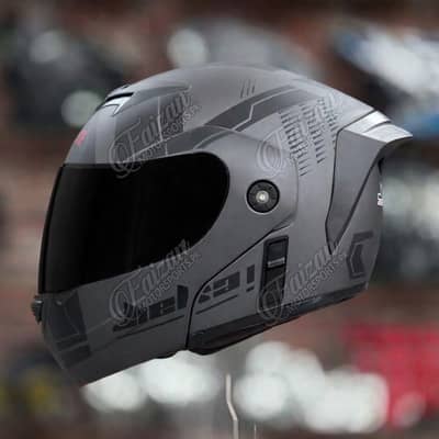 Jiekai 111 - Flip up - BOT Grey - Black Visor + Built-in Spoiler
