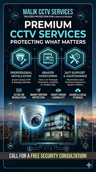 Malik CCTV Services All Over Lahore And Punjab