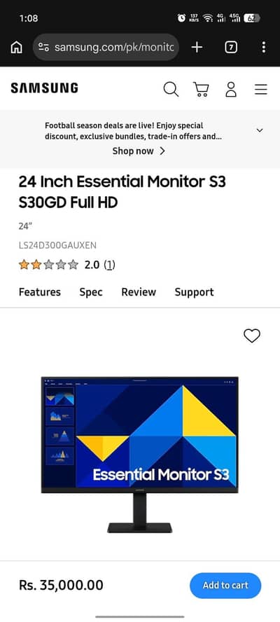 Geniun Samsung 24" , Model: S24C200