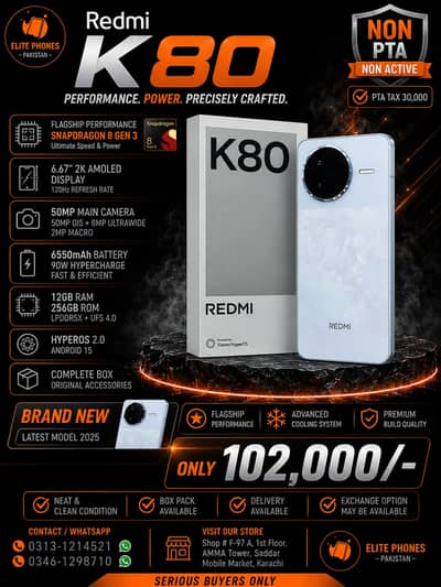 Redmi K80 | 12/256GB | non PTA non active | complete box | snapdragon