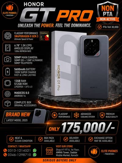 HONOR GT Pro | 12/512GB | non PTA non active | snapdragon elite gaming