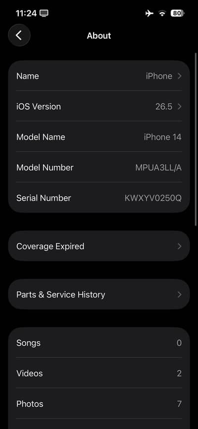 iPhone 14  128 GB 2month sim time available water pack