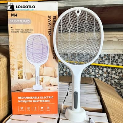 2 in 1 Electric Mosquito Killer Racket with UV Light Rechargeable
