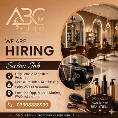 Salon Job aesthetic job maid job helper job receptionist job