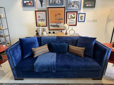 Blue 3 seater sofa