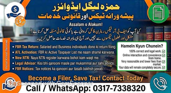 FBR Tax Return Filing & Professional Legal Advisor Services
