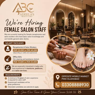 hair expert,makeup expert ,basic salon work,nails expert, esthetician