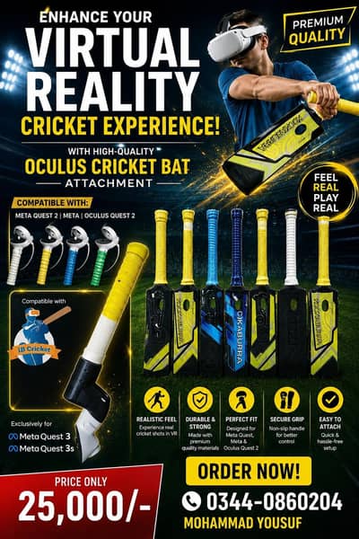 VR ib cricket bat Controller Attachment for Meta Quest 2/3 – vr bat
