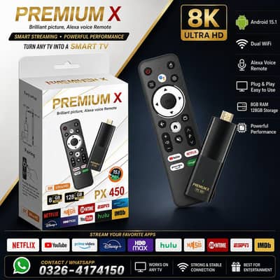 PREMIUM X ANDROID STICK 8GB/128GB WITH VOICE REMOTE 0326/4174/150