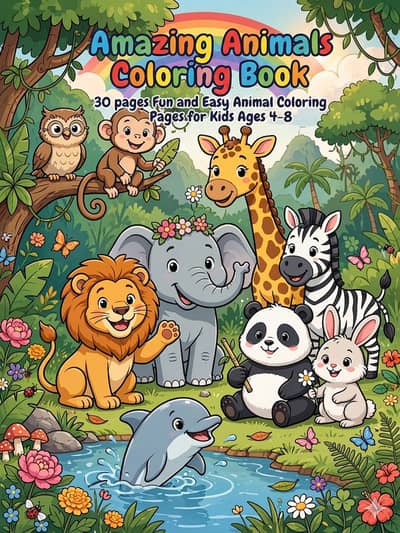 Ultimate kids coloring book - 30 pages  Digital Download (PDF)