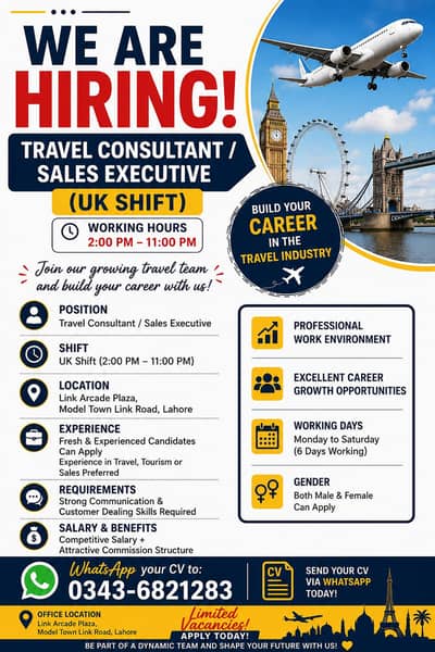 Travel Consultant / Sales Executive (UK Shift) – Hiring Now