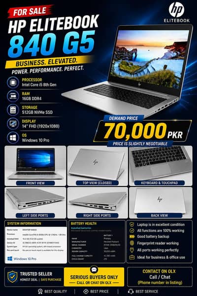 HP EliteBook 840 G5  i5 8th Gen 0*3*0*0*4*7*0*0*8*3*3