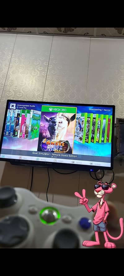 X nox 360+81 games installed +1 wire less controller  excellent cond