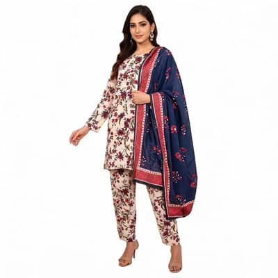 Stylish 3 Pcs Women's Unstitched Digital Print Suit