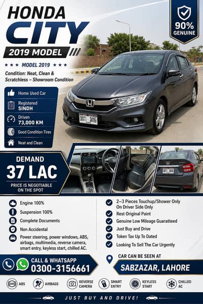Honda City 2019 for urgent sale