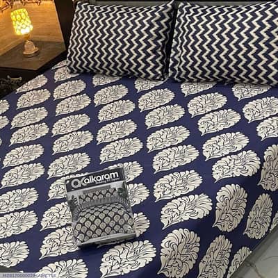 cotton salonica Double bedsheet Blue floral print