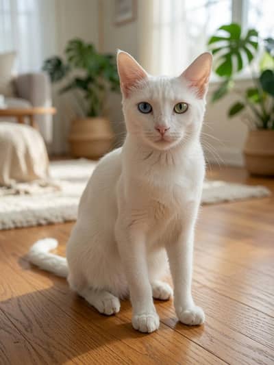 (Rare Turkish Van Type - Odd Eyed White Cat)