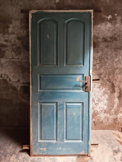 Wood Door Iron Frame and Lock