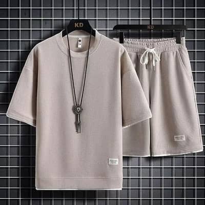 Men Black Casual Shorts Set Summer Ice Sense Loose Fit