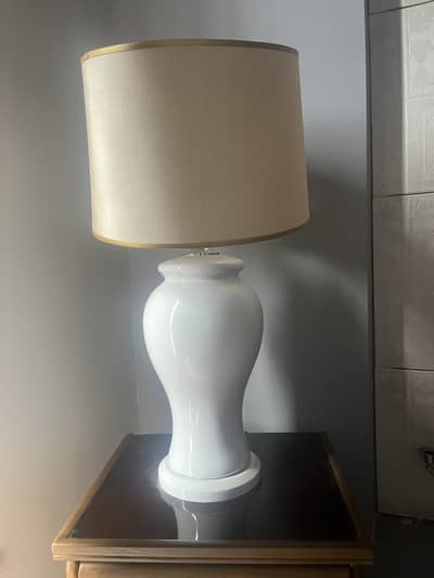 Large white glossy lamp deco painted