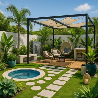Fountain - Waterfall - Pergola - Rooftop & Terac Garden (0333-5556007)