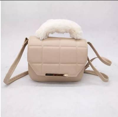 Women Crossbody Bag Off White Rexine Quilted Handle