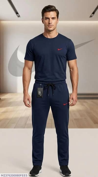Men Navy Blue Nike Track Suit with logo Print