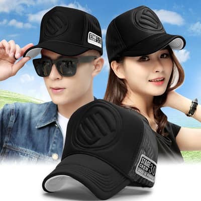 Men and Women Baseball Cap Mesh Back Breathable Black