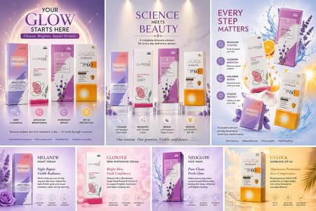Facewash, Sunblock, Night cream, Facial Whitening cream