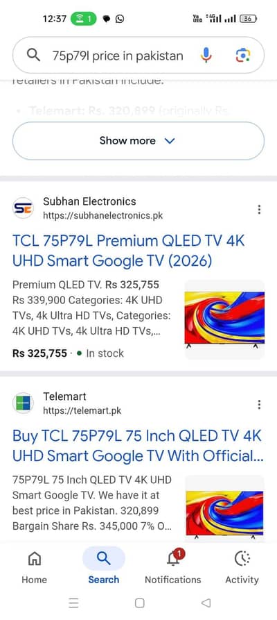 TCL 75inch LED