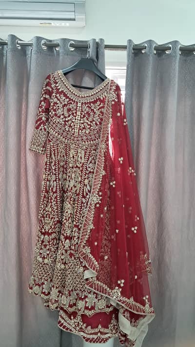 Bridal Red Lehnga Maxi Frock| Wedding dress Small size