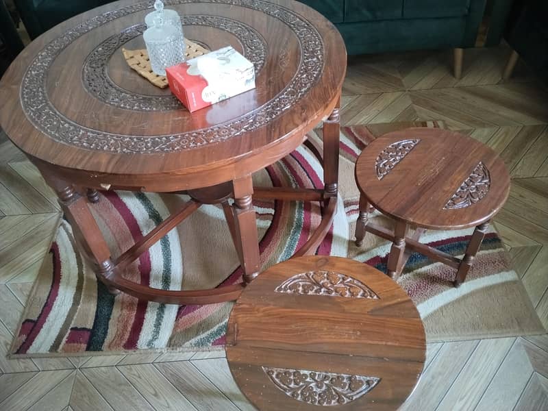 chiniot Solid wood Mini Dining table + six stools 2