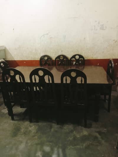Solid Wooden Dining Table Set with 8 Chairs