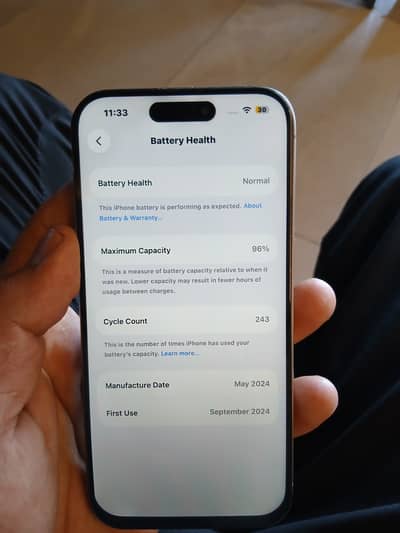 iPhone 15 Pro 256GB – Face ID Active – 96% Battery Health