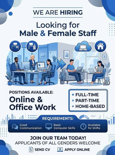 we are hiring staff male and female