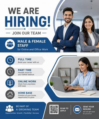 Hiring male and female for online and office work
