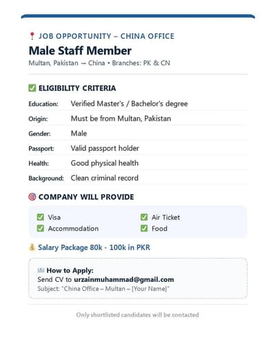 Job Opportunity for China office