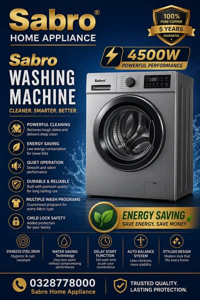 Washing Machine SWM 1286 – 8Kg/installment plan also available