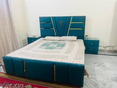 double bed with side table