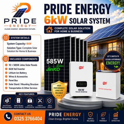 6kW Solar System | Jinko Solar Panels +Itel Inverter + Lithium Battery