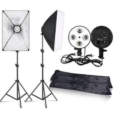 Studio Lighting Kit 4-Socket Holder Softbox Light Stands