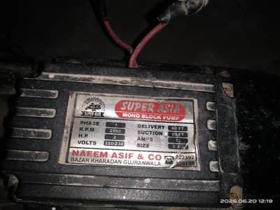 Super Asia mono block water pump 2horsepower urgent sale give discount