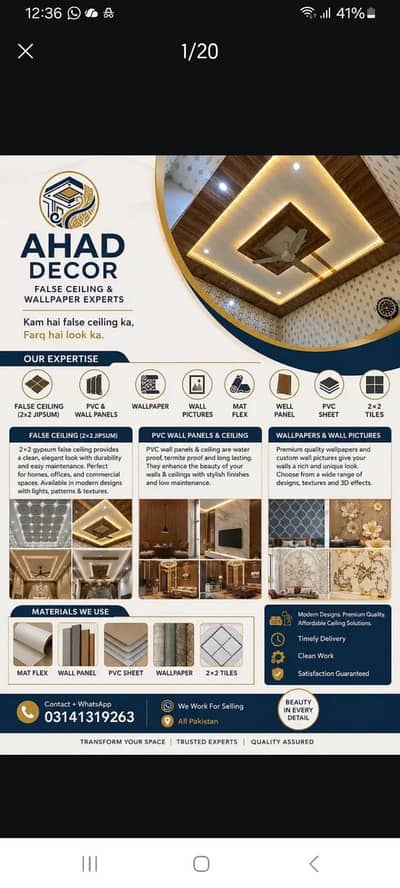 Ahad Decor Ceiling Work – Expert False Ceiling & Interior Solutions