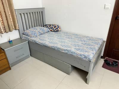 Single Bed with Side Table and Ortho Mattress
