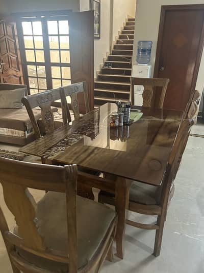 6 Seater Dining Table - Good Condition  Brown Color